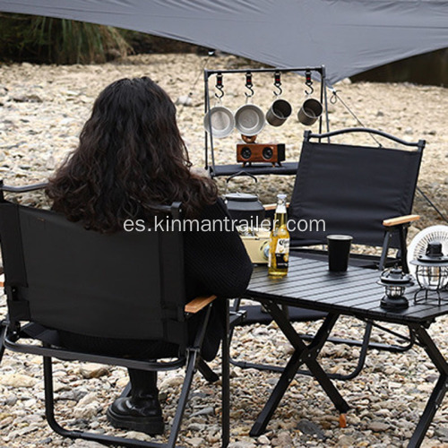 Mesa plegable portátil de aluminio de color negro para acampar al aire libre
